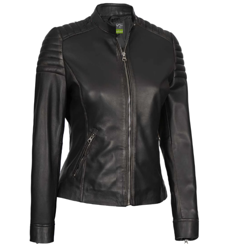 Women Eleanor Shoulder Puffed Leather Jacket