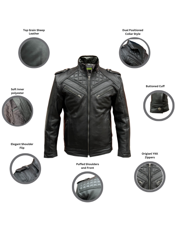 Arthur- Men's Puffed Royal Design Leather Jacket
