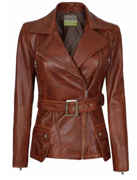 Apex Women Asymmetrical Biker Leather Jacket