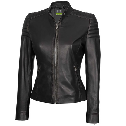 Women Eleanor Shoulder Puffed Leather Jacket