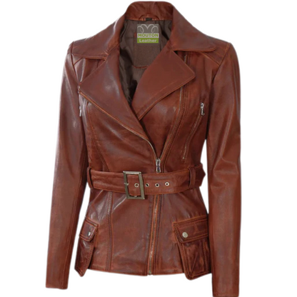 Apex Women Asymmetrical Biker Leather Jacket