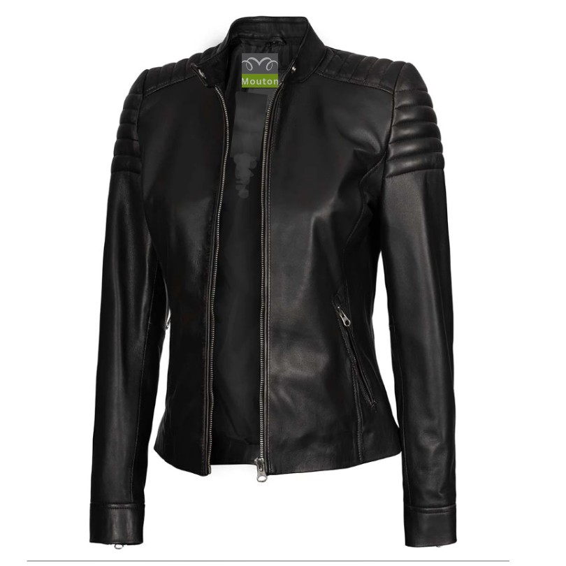 Women Eleanor Shoulder Puffed Leather Jacket