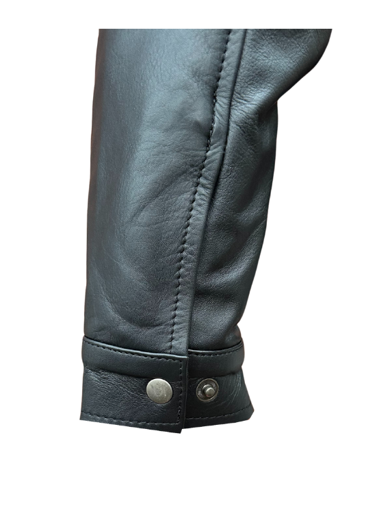 Men Black Leather Biker Aniline Jacket